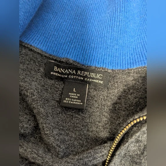 Banana Republic Men's Dark Charcoal Half-Zip Sweater - Picture 4 of 7